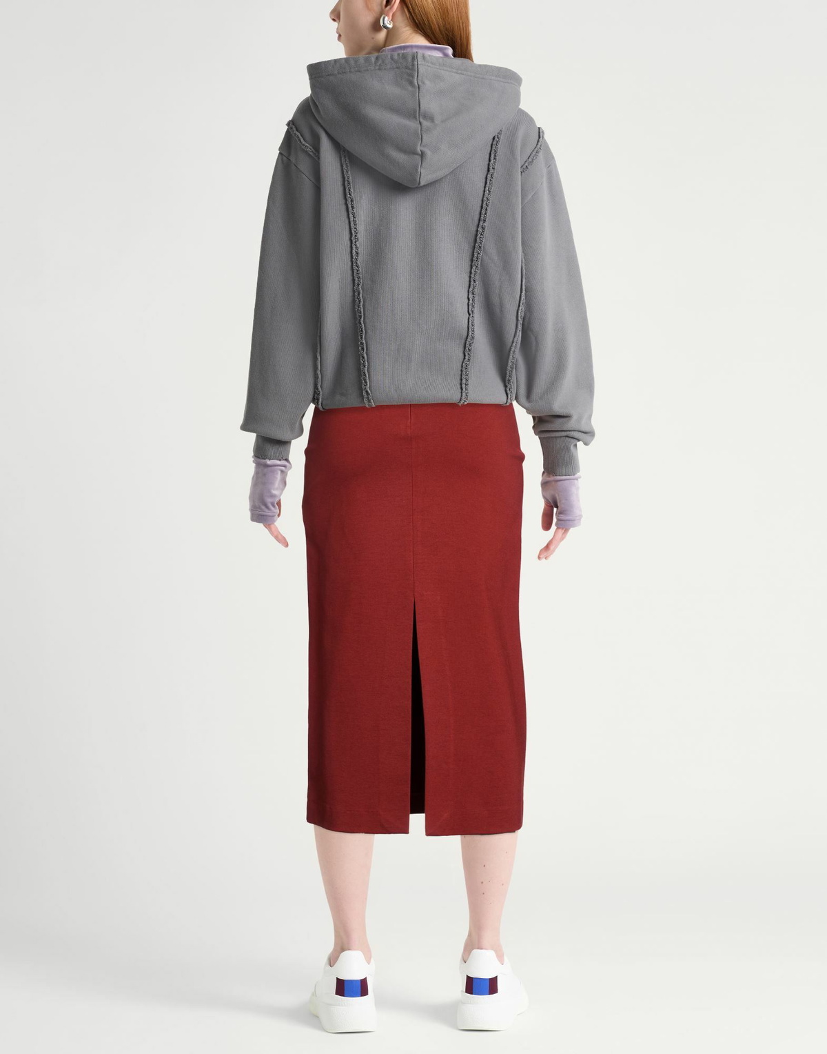Manila Grace Womens Midi skirt in Rust