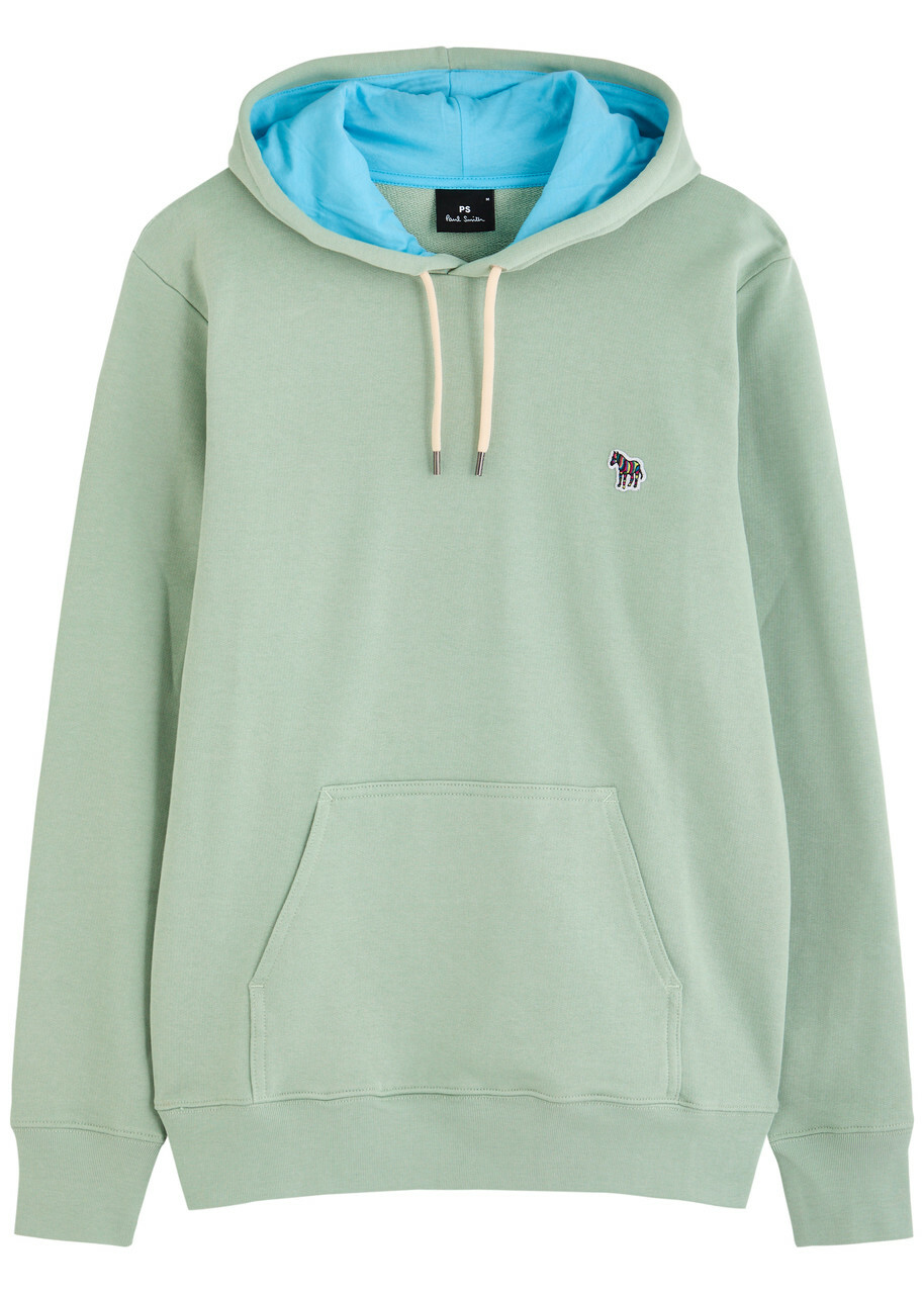 PS Paul Smith Logo-appliqued Hooded Cotton Sweatshirt Sage