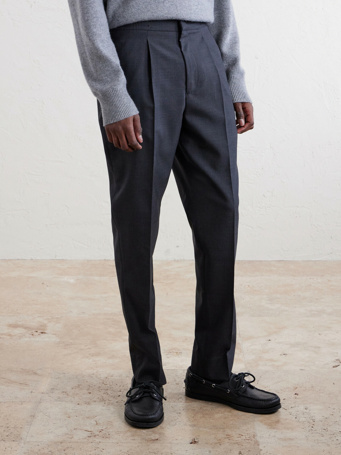 Officine Générale - Drew Tapered Pleated Wool Trousers - Gray