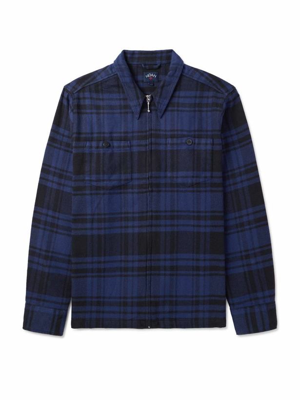 Photo: Noah - Cotton-Flannel Zip-Up Overshirt - Blue
