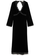 Rixo Alesha Lace-trimmed Velvet Maxi Dress Black