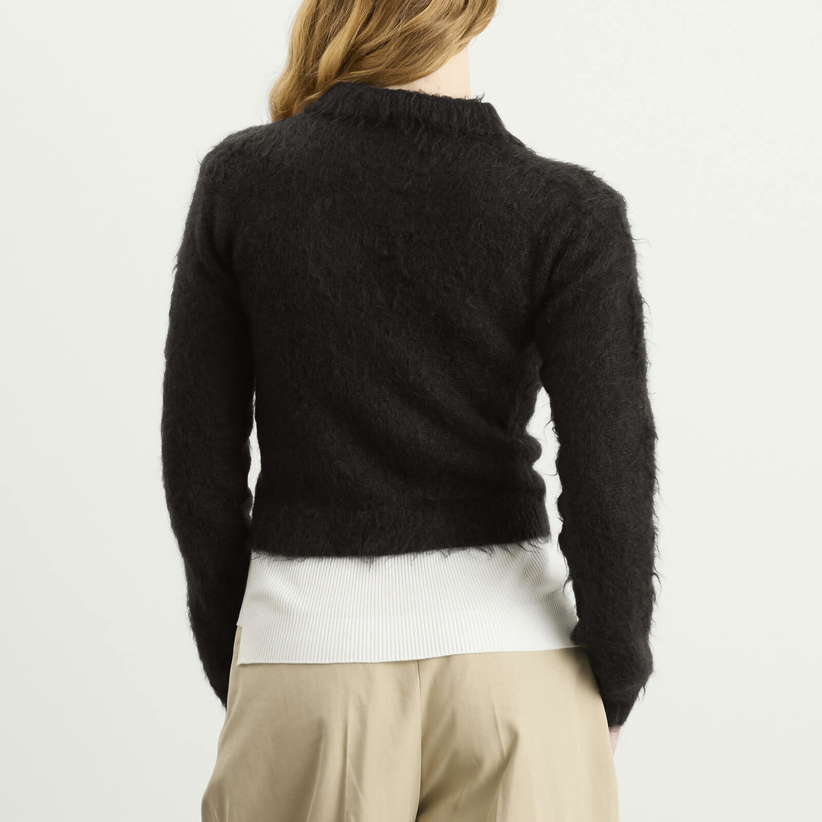Auralee Women's Mohair Knit Polo in Ink Black
