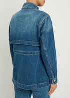 Veronica Beard Truman Drawstring Denim Jacket Mid Blu