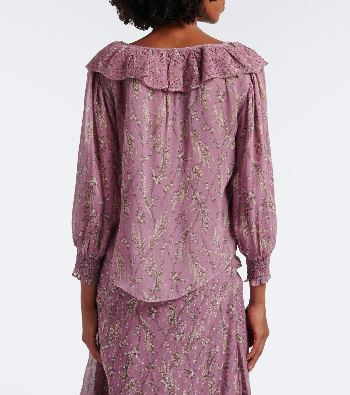 Veronica Beard Hewitts ruffled floral georgette blouse