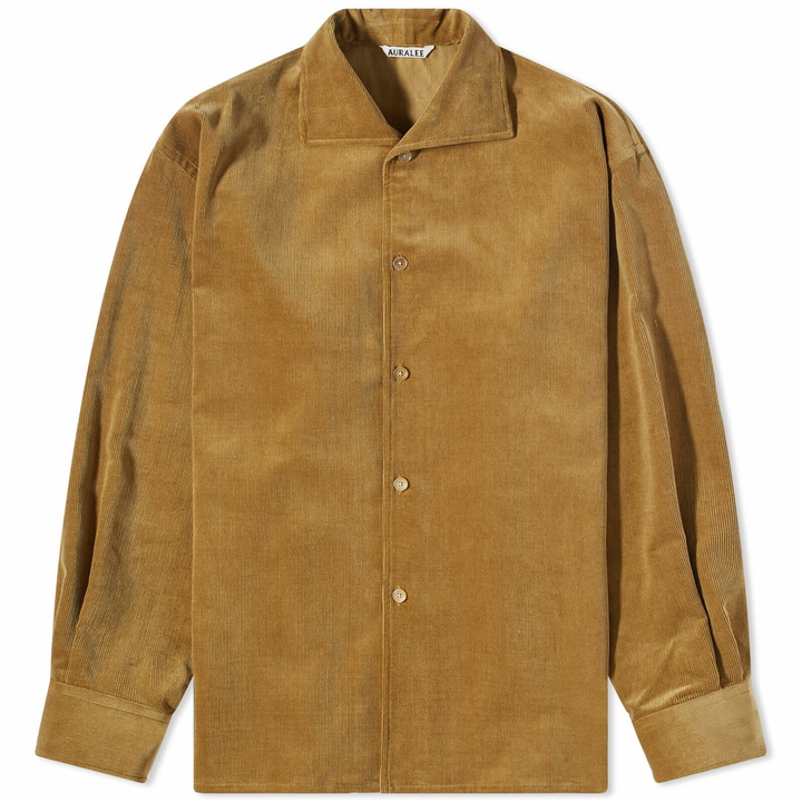 Photo: Auralee Men's Finx Corduroy Shirts in Khaki/Beige