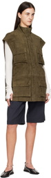 The Frankie Shop Khaki Turin Cargo Suede Vest