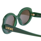 Loewe Eyewear Women's Loewe Slim Sunglasses in Shiny Dark Green/Brown 