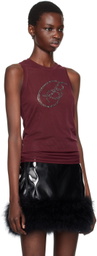 Blumarine Burgundy Rhinestone B Monogram Tank Top