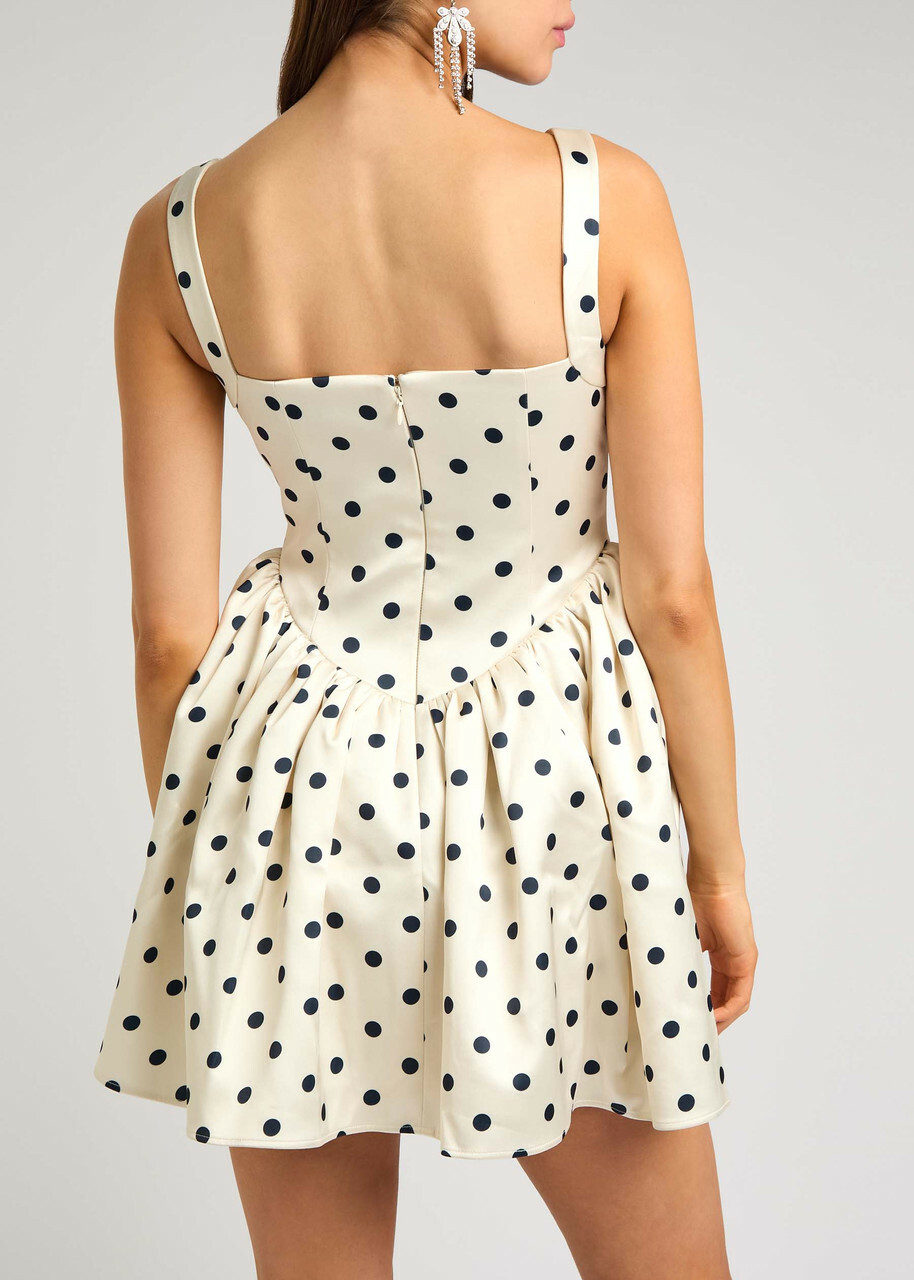 Self-portrait Polka dot Satin Mini Dress Cream