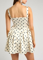 Self-portrait Polka dot Satin Mini Dress Cream