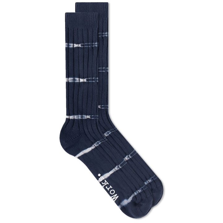 Photo: Universal Works Men's Tie Dye Sock in Navy