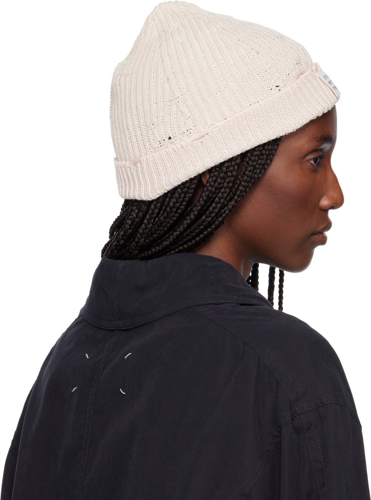 MM6 Maison Margiela Pink & Gray Amended Optical Ribs Beanie