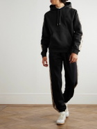 Burberry - Tapered Logo-Embroidered Checked Cotton-Jersey Sweatpants - Black