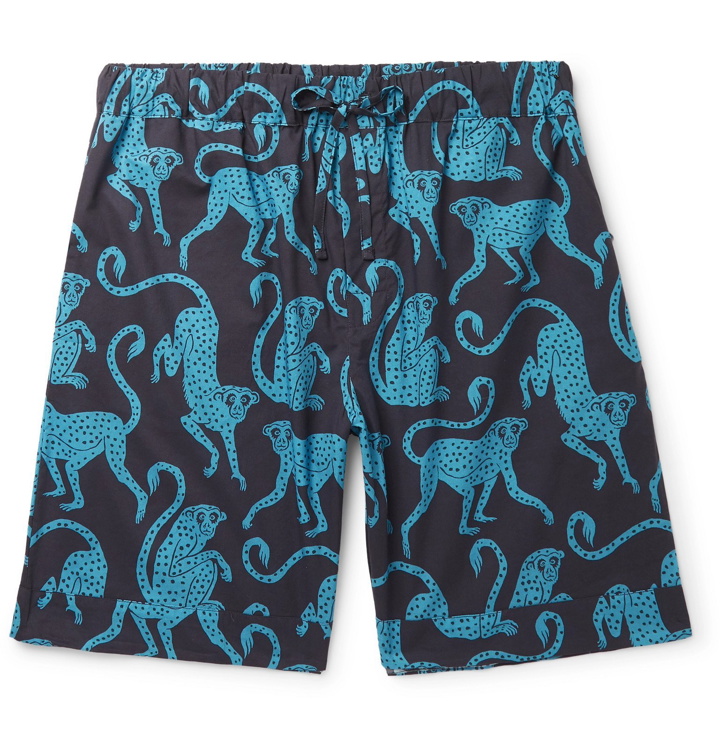 Photo: Desmond & Dempsey - Printed Cotton Pyjama Shorts - Blue
