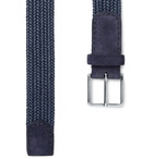 Loro Piana - 4.5cm Navy Suede-Trimmed Woven-Linen Belt - Navy