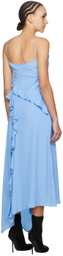 MSGM Blue Ruffle Maxi Dress
