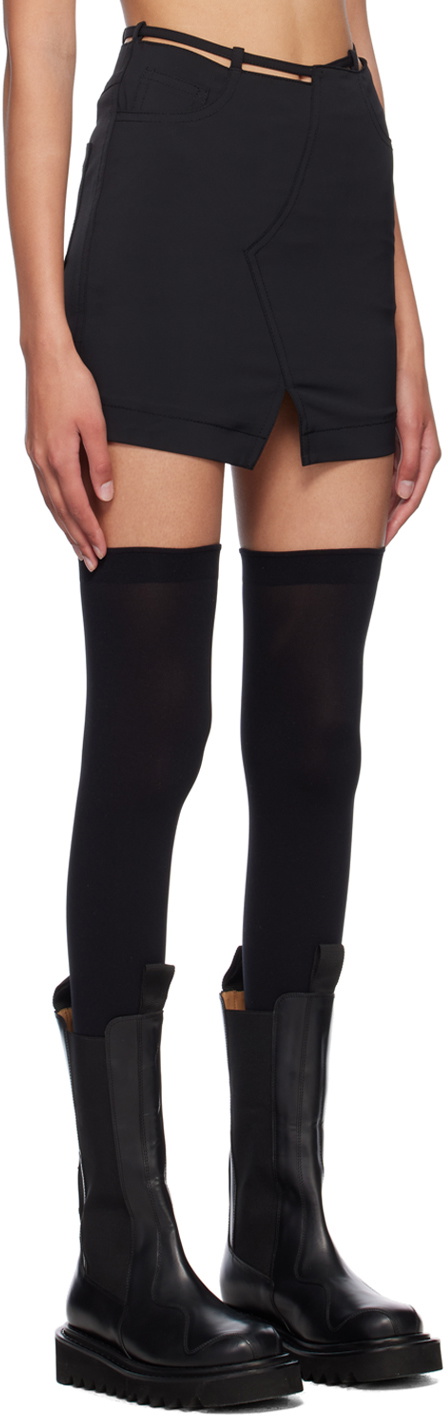 J KOO Black Strap Miniskirt