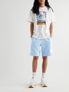 Nike - NSW Club Wide-Leg Logo-Print Cotton-Blend Jersey Shorts - Blue