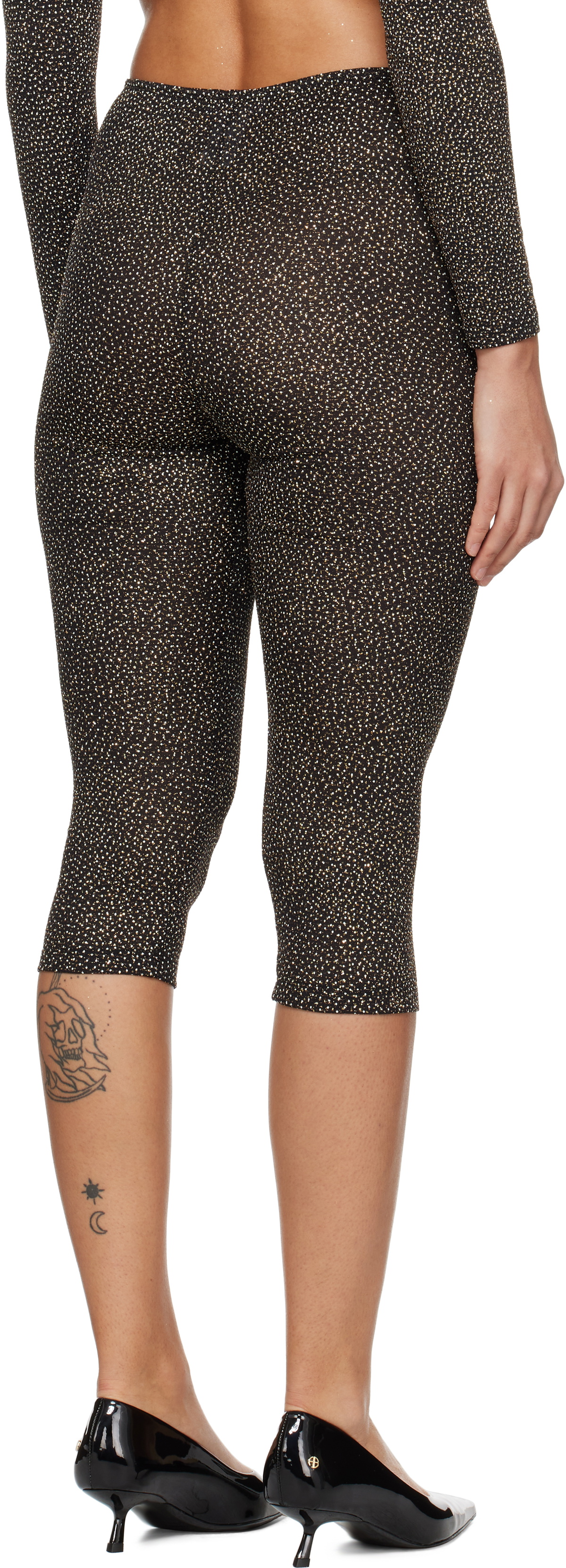 Beaufille Black & Gold Cassia Capri Leggings