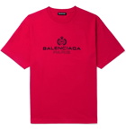 Balenciaga - Logo-Print Cotton-Jersey T-Shirt - Red