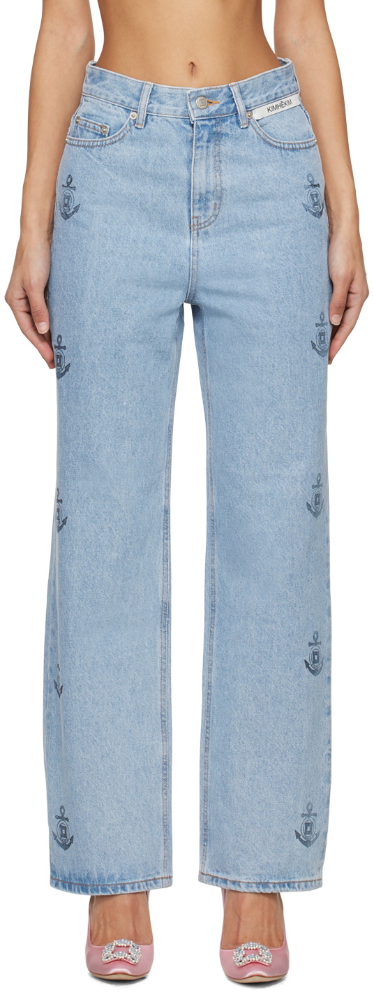 KIMHĒKIM Blue Anchor Stamped Jeans KIMHĒKIM