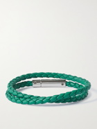 TOD'S - Woven Leather and Silver-Tone Bracelet - Green