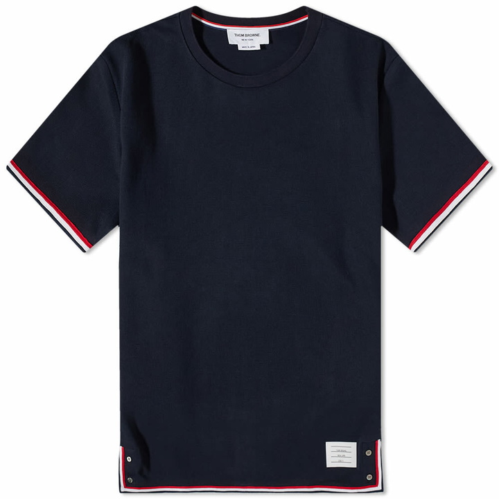 Photo: Thom Browne Men's Striped Tipping T-Shirt in Navy