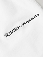 FRIENDS WITH ANIMALS - Straight-Leg Logo-Embroidered Cotton-Jersey Shorts - White