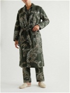 Desmond & Dempsey - Quilted Printed Cotton Robe - Green