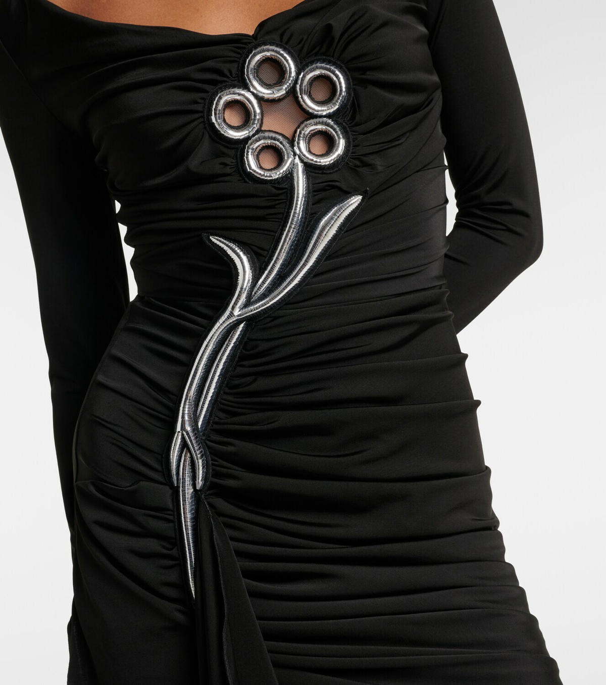David Koma Embellished draped jersey minidress