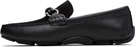 Ferragamo Black Gancini Buckle Driver Loafers