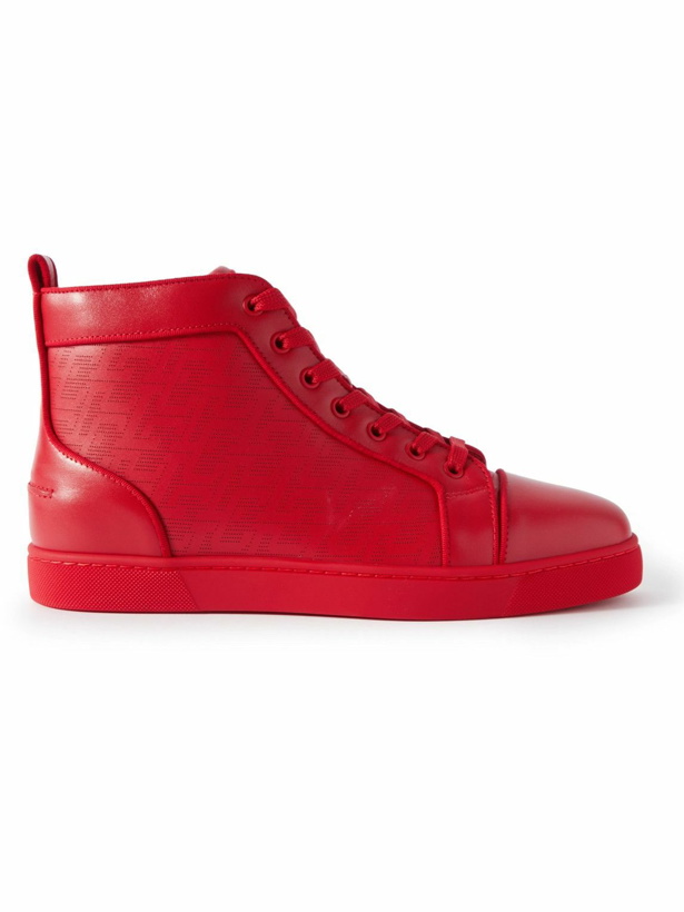 Photo: Christian Louboutin - Louis Orlato Logo-Appliquéd Leather High-Top Sneakers - Red