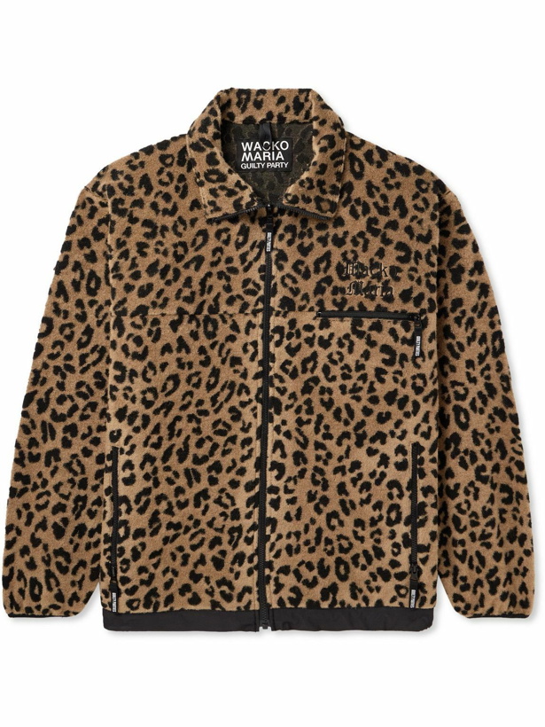 Photo: Wacko Maria - Logo-Embroidered Leopard-Print Fleece Jacket - Yellow