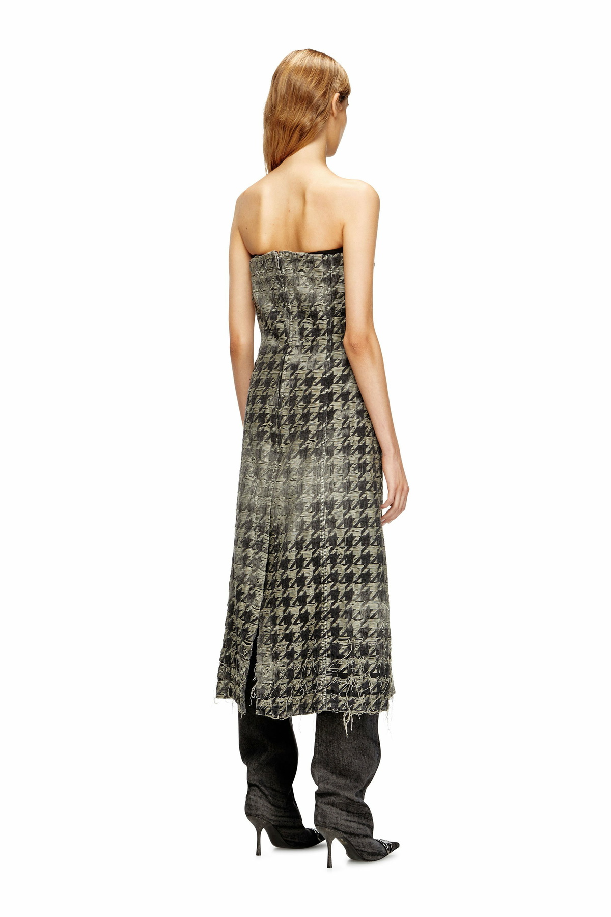 Diesel Midi dress in houndstooth-weave denim - Dresses Womens in Multicolor