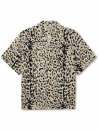 Wacko Maria - Camp-Collar Leopard-Print Satin Shirt - Yellow