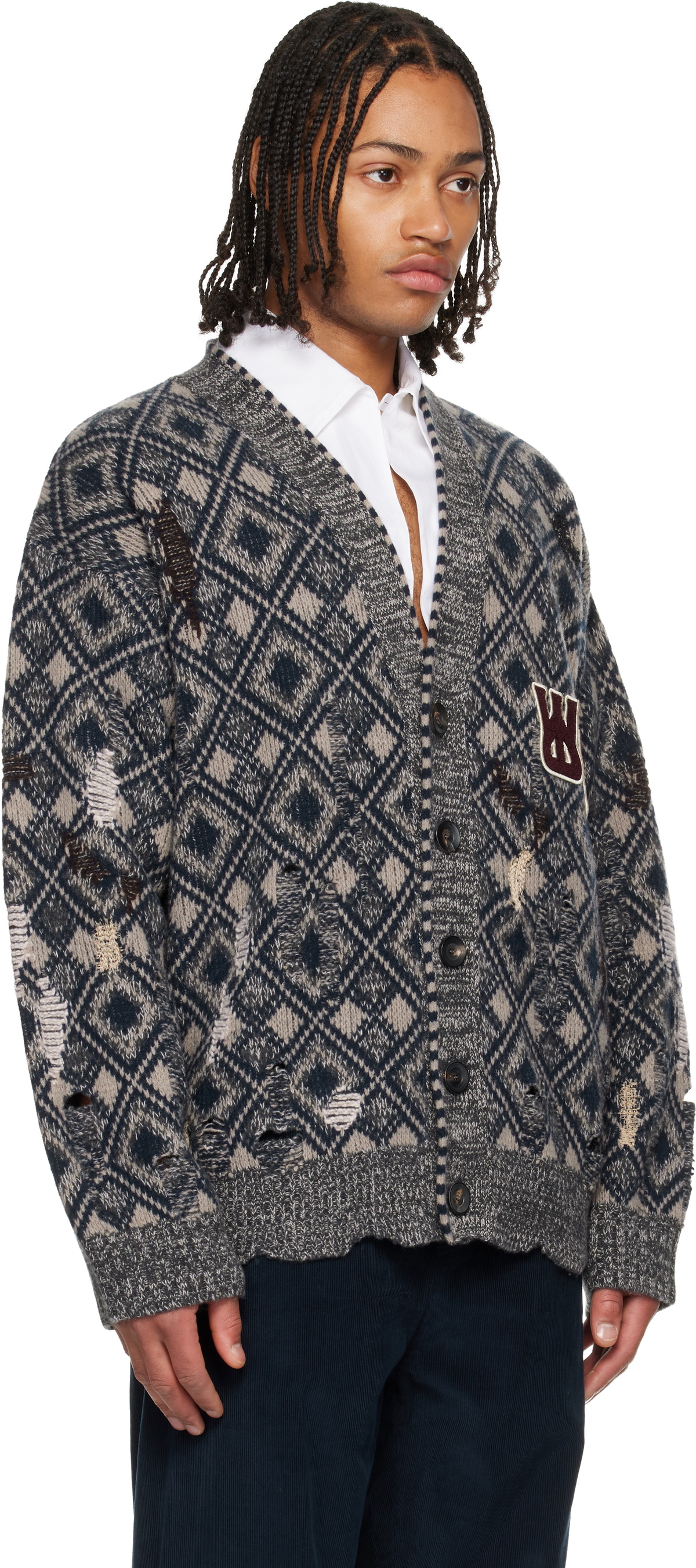 Wales Bonner Gray 'The Sibling' Cardigan