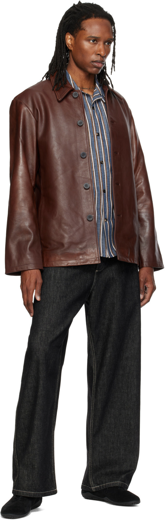 Studio Nicholson Brown Landau Leather Jacket