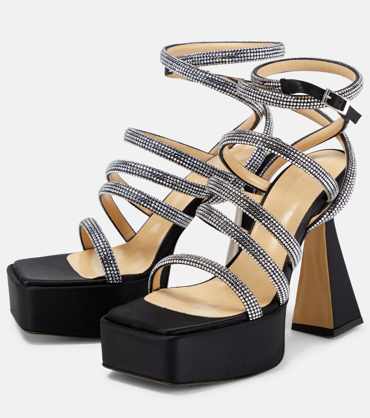 [MACH & MACH] シドニー装飾サテンプラットフォームサンダル Mach & Mach - Sydney embellished satin platform sandals MACH