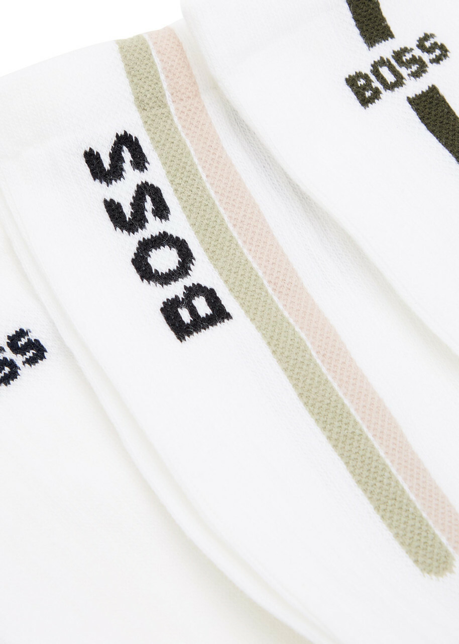 Boss Logo-intarsia Cotton-blend Socks set of Three White