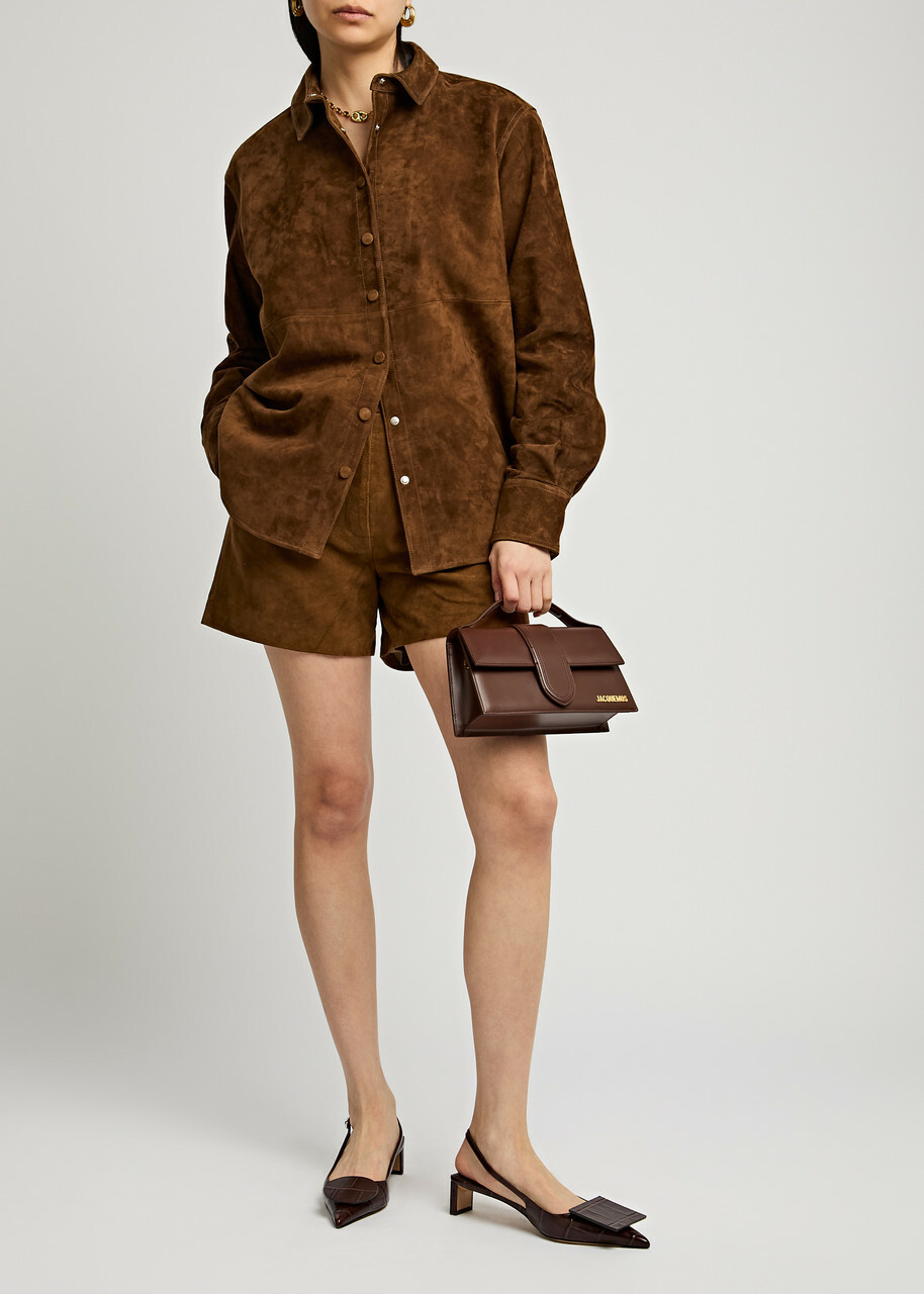 Aexae Panelled Suede Shirt Brown