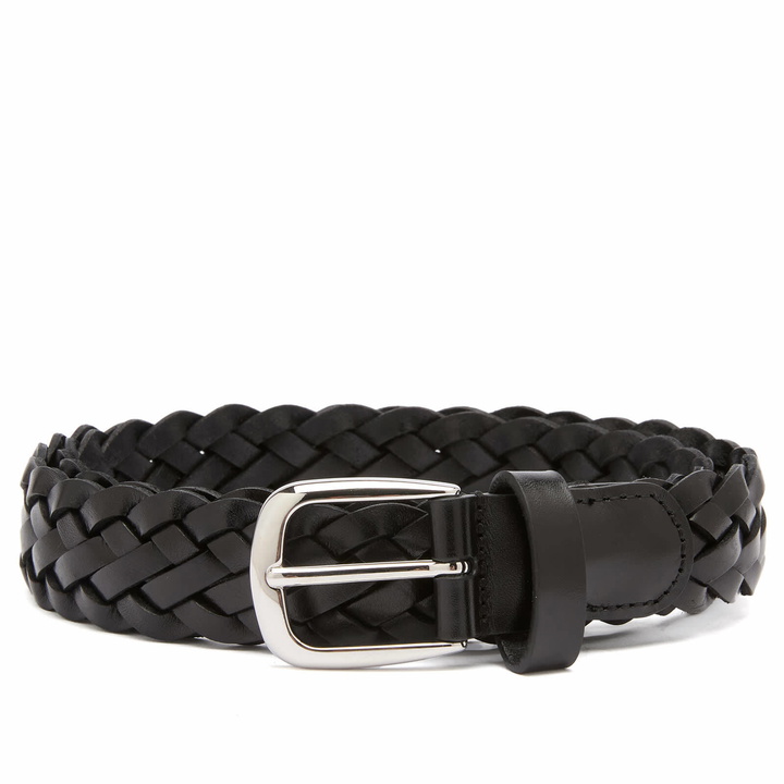 Photo: Anderson's Men's Narrow Leather Woven Belt in Black