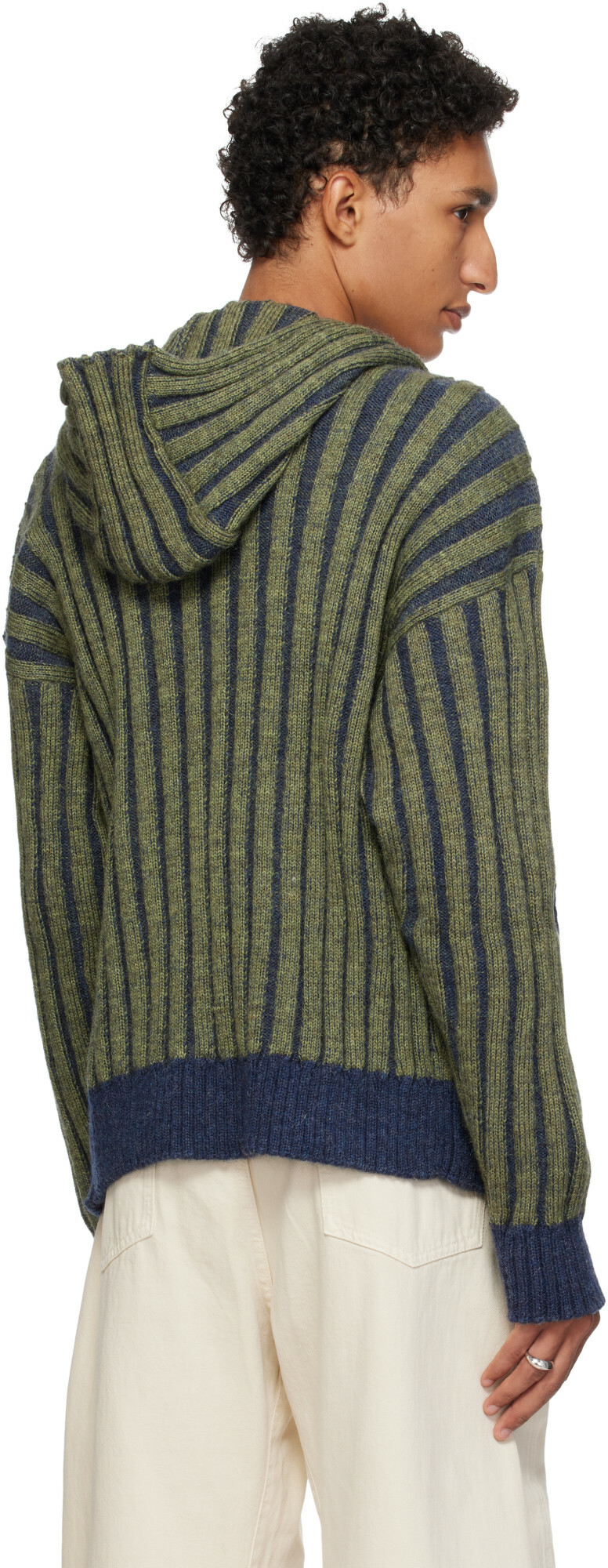 Cawley Green & Navy Ribbed Zip-Up Hoodie