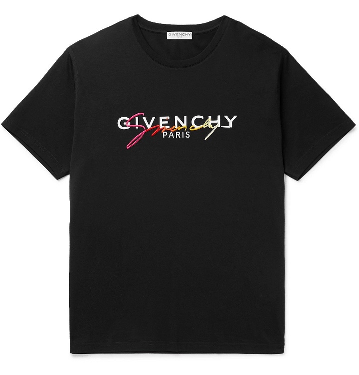 Photo: Givenchy - Slim-Fit Logo-Detailed Cotton-Jersey T-Shirt - Black