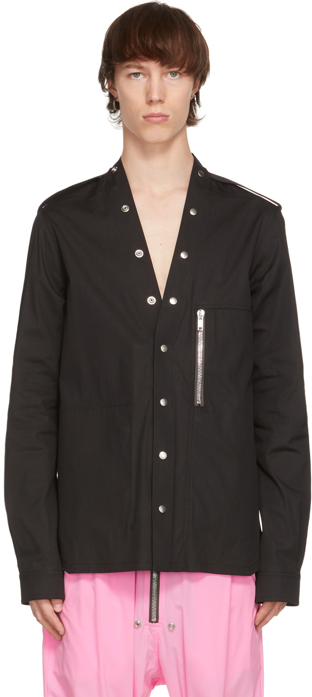 Rick Owens Black Poplin Larry Shirt Rick Owens