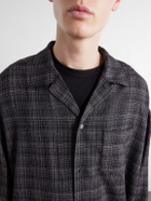 Graphpaper - Camp-Collar Checked Wool-Basketweave Shirt - Gray