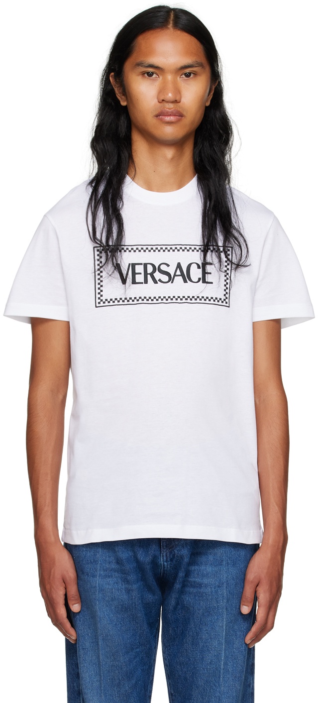 Versace White Embroidered T-Shirt Versace
