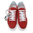 Off-White Red and White Suede Arrow Sneakers