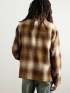KENZO - Logo-Embroidered Checked Cotton Overshirt - Brown