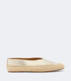 Gabriela Hearst Strength raffia-trimmed metallic leather flats