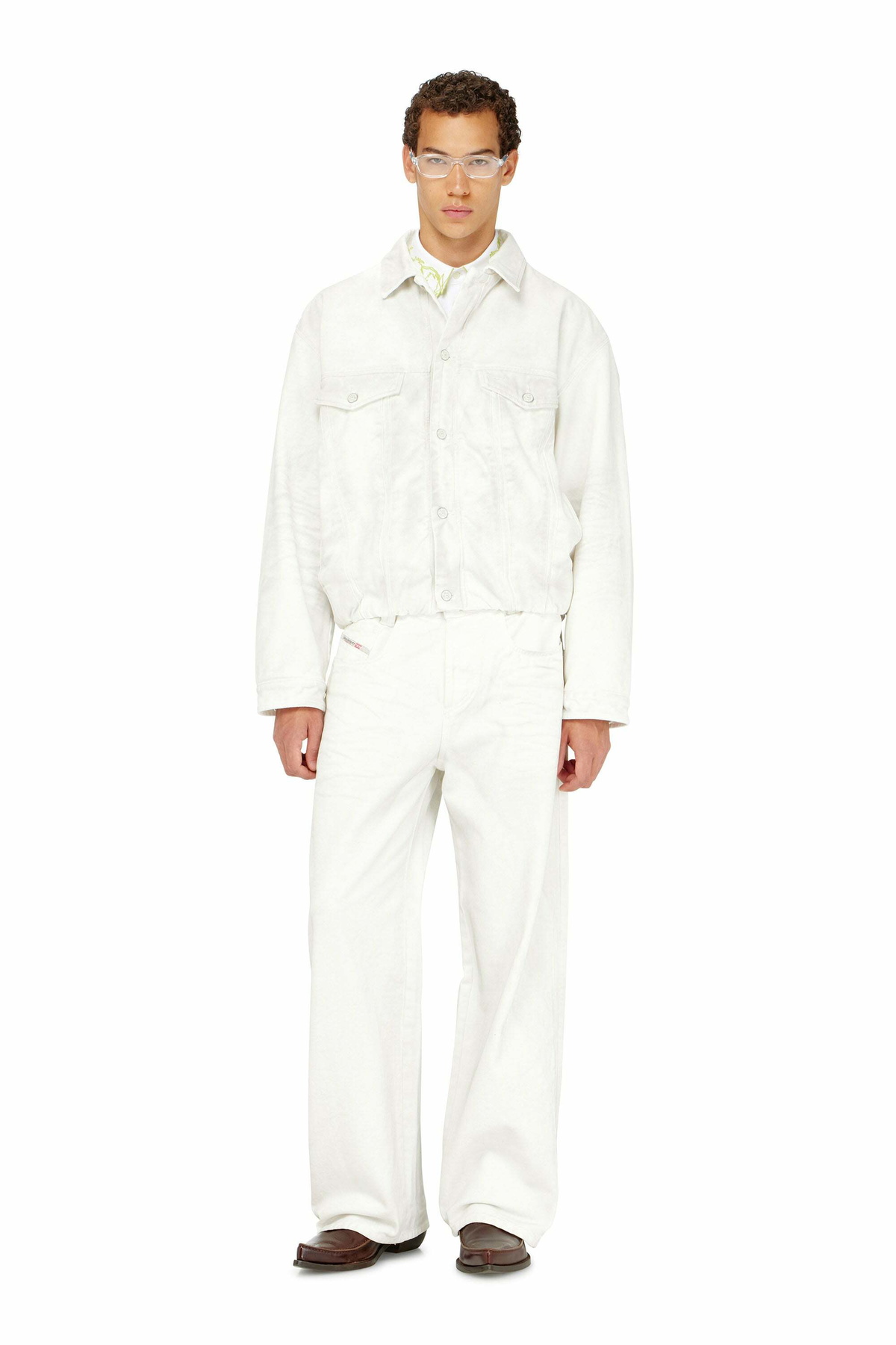 Diesel Elasticated trucker jacket in denim - Denim Jackets Mens in White